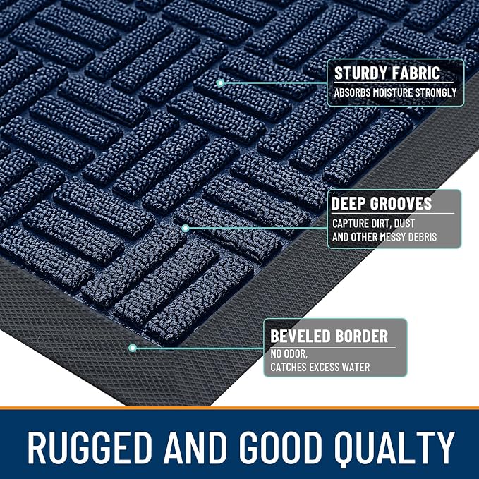 OLANLY Front Door Mat Outside Entrance 33x21, Heavy Duty Sturdy Natural Rubber - Image 4