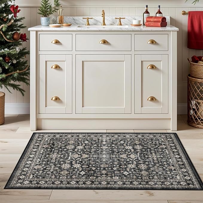 Dark Grey Washable 2x3 Entry Rug, Washable Small Rugs - Image 6