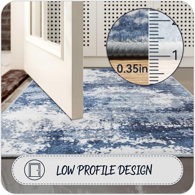2x5 Blue Rug Runners for Hallways Kitchen Non Slip Washable Entryway Runner Rugs - Image 5