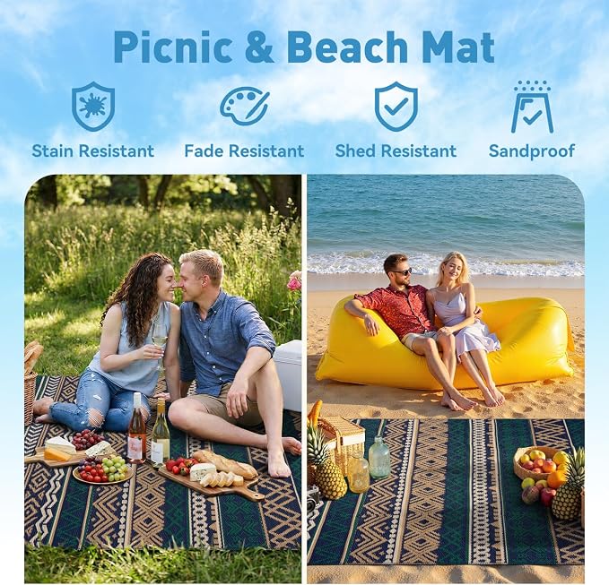 MontVoo Outdoor Rug Carpet Waterproof-Patio Rug Mat 5x8 Reversible RV Outdoor - Image 5