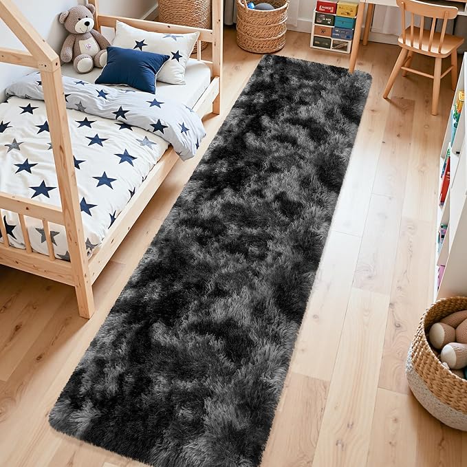 2x10 Feet Tie-Dye Black Grey Runner Rug - Image 3
