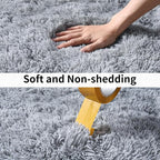 Soft Runner Rugs for Bedroom Hallways, 2x4 Grey Fluffy Shag Throw Area Rug Non - Image 4