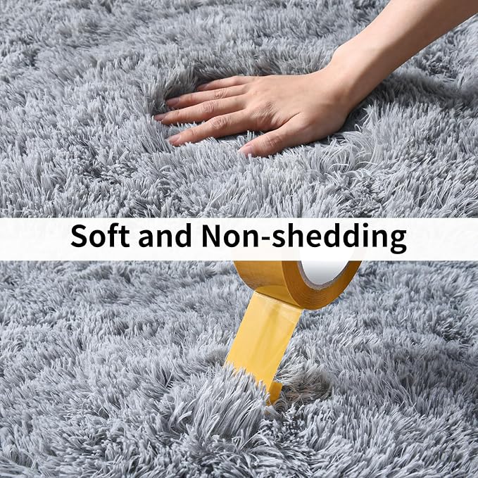 Soft Runner Rugs for Bedroom Hallways, 2 Packs 2x6 Grey Fluffy Shag Throw Area - Image 6