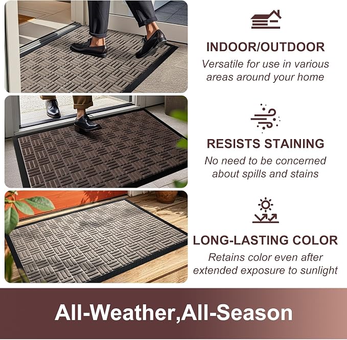 Mibao Front Door Mat Outdoor Entrance, Waterproof Dirt Trapper Doormat - Image 5