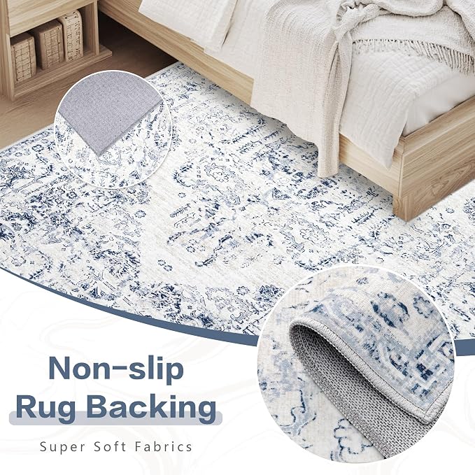 5x7 Area Rugs for Living Room: Washable Rug Vintage Large Rugs Soft Non Slip - Image 6
