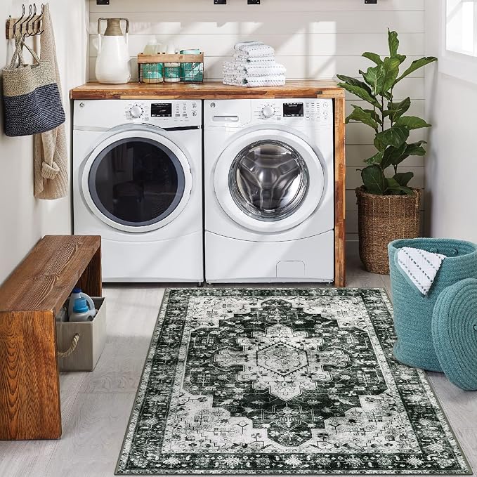 Moynesa Ultra-Thin Washable Vintage Area Rug - Image 8