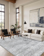 Latte&Fog 6x9 Area Rugs for Living Room, Large Vintage Grey Washable Rug - Image 4