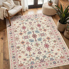 Rugxara Floral Entryway Rug, 3x5 Washable Area Rug, Non Slip Low Pile Small by Rugxara