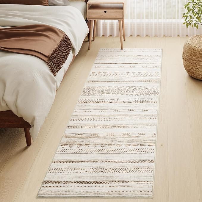 2x8 Runner Rug Machine Washable Non Slip Area Rug Distressed Neutral Moroccan - Image 4