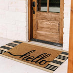 Striped Outdoor Front Door Mat 24"x51", Cotton Hand Woven Washable Black and - Image 6