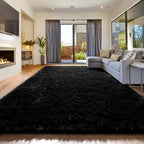 Amdrebio Black Fluffy Large Living Room Rugs, 6x9 Rug, Furry Area Rug - Image 5