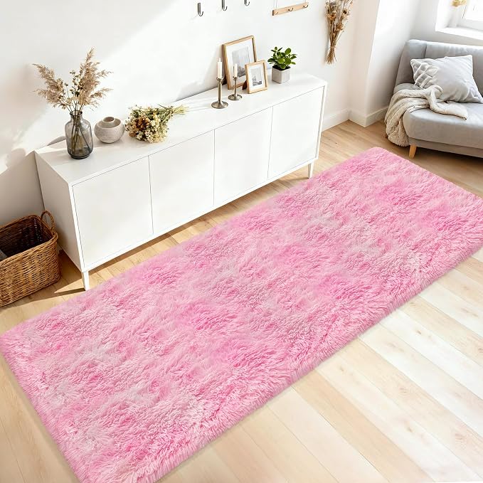 Fluffy Pink Shag Rug for Bedroom Girls 3x10 Runner Rug, Soft Pink Fuzzy Rug for - Image 8