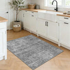 Latte&Fog 2x3 Entryway Rug, Small Vintage Grey Door Mat, Washable Kitchen Rug - Image 4