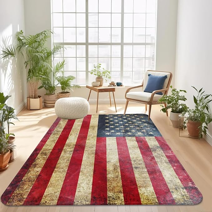 Vintage American Flag Area Rugs 5x7 Washable Area Rugs - Image 7