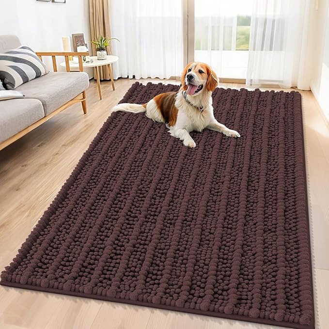 Smiry Dog Door Mat for Muddy Paws 59x35, Absorbent Dirt Trapper, Non-Slip by Smiry