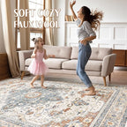 8x10 Area Rugs Living Room: Washable Boho Large Neutral Vintage Soft Rug Stain - Image 3