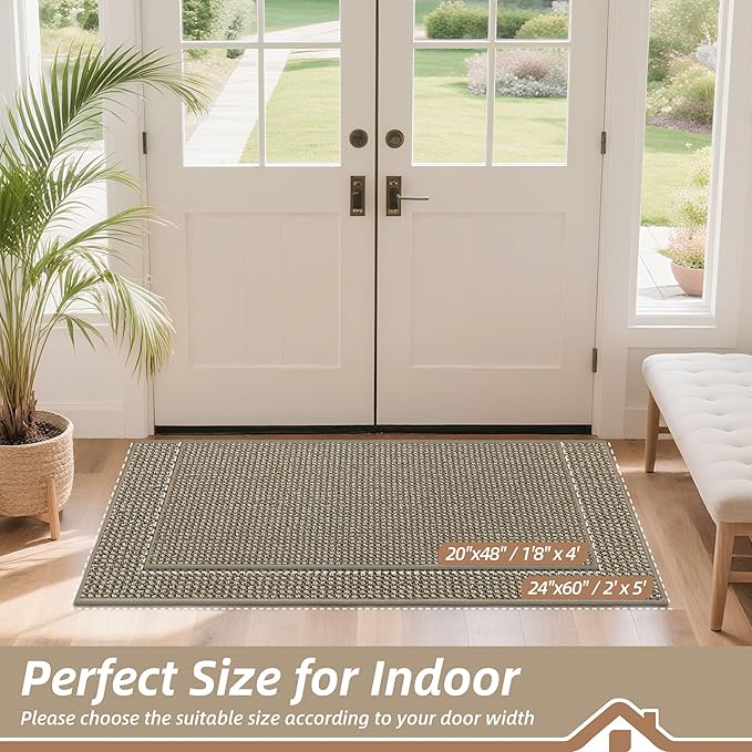 BEQHAUSE Dirt Trapper Door Mat 24" x 60", Non-Slip Washable Doormats Entrance - Image 2
