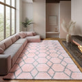 ONASAR 7x9 Area Rugs for Living Room Bedroom, Large Fluffy Pink and Grey Throw by ONASAR