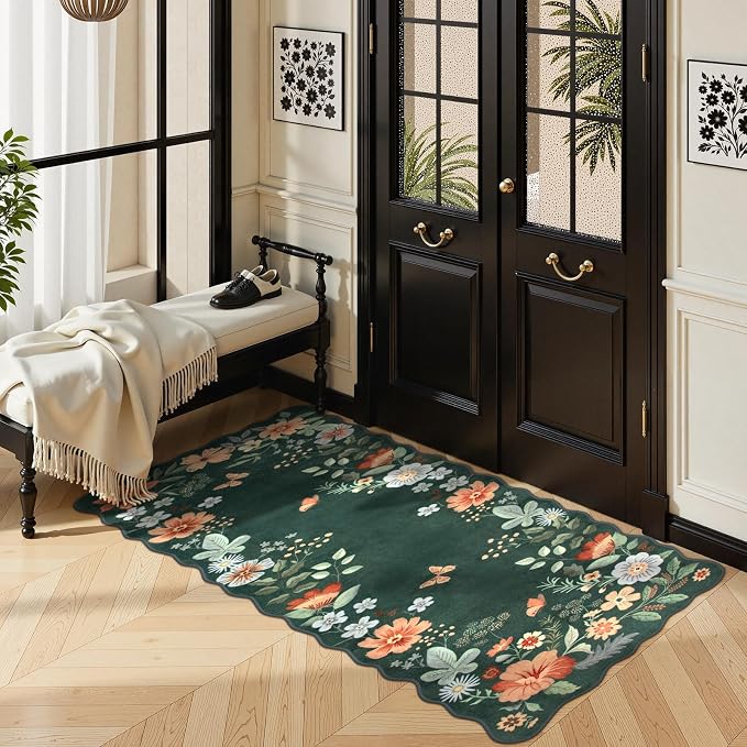 Lahome Floral Small Rug, 2x4 Kitchen Rugs Non Slip Washable Rug Ultra-Thin - Image 2