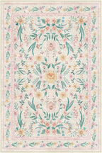 Pink Floral Area Rug 4x6, Washable Non-Slip Soft Carpet - Image 9