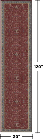 Dark Red 2'6''x10' Wide Hallway Runner Rug - 10ft Long Washable Non Slip Indoor - Image 2