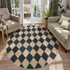 Lahome Colette Checkered Round Rugs 6ft, Washable Easy Jute Circle Patio Rug - Image 3