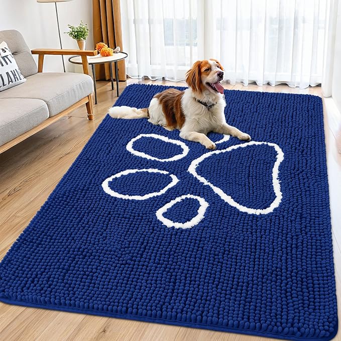 Smiry Dog Door Mat for Muddy Paws, Absorbent Dirt Trapper Non Slip Quick Dry by Smiry
