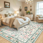 Area Rug Living Room Rugs: Floral 5x7 Washable Rug Vintage Soft Boho Non-Slip - Image 3