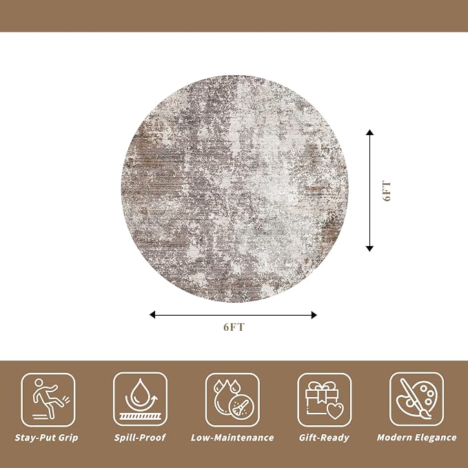 Round Rug Washable Non-Slip 6ft - Image 2