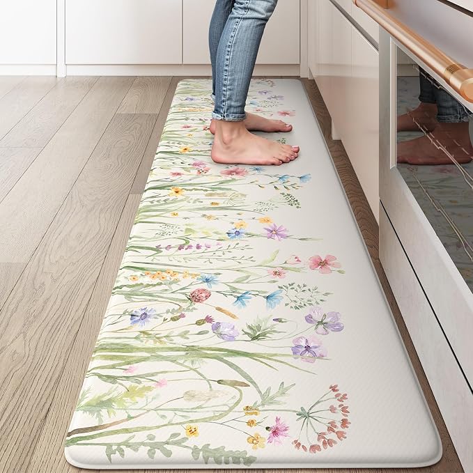 KIMODE Anti Fatigue Kitchen Mat, Cushioned Boho Kitchen Runner, Non Slip by StayinComfortCookwithJoy