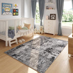 Rugcomf 4x6 Rug Washable Boho Soft Area Rug Abstract Pattern Non-Slip Faux Wool - Image 2