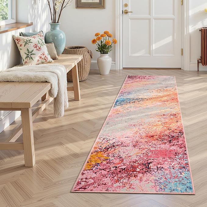 Toneed 2x6 Washable Runner Rug, Modern Abstract Hallway Runner by Toneed