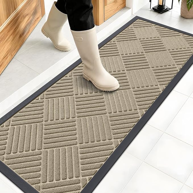 OLANLY Front Door Mat Outside Entrance 47x17, Heavy Duty Sturdy Natural Rubber by OLANLY