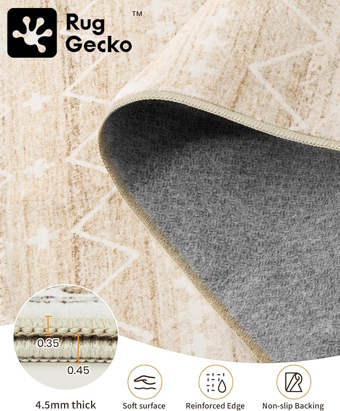 Miukiki 5x7 Area Rug for Living Room Moroccan Washable Rugs Non Slip Indoor - Image 3