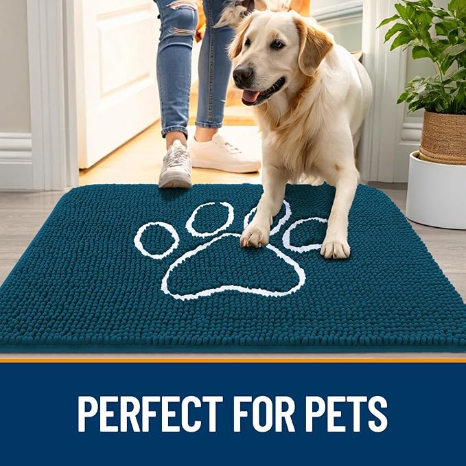 OLANLY Dog Door Mat for Muddy Paws 47x20, Paw Print Design, Absorbs Moisture - Image 6