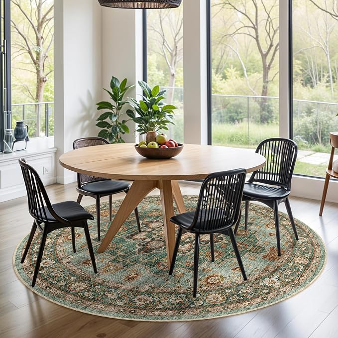 Washable Oriental Area Rug - 9ft Round Rugs - Image 3