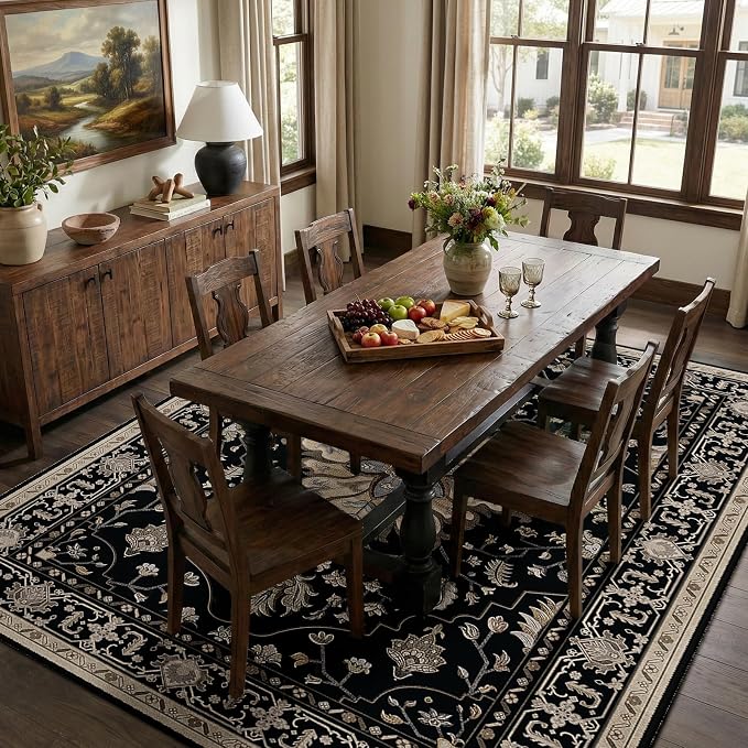 RELEANY Area Rugs 6'x8' Washable Non-Slip, Floral Vintage Distress Medallion - Image 2