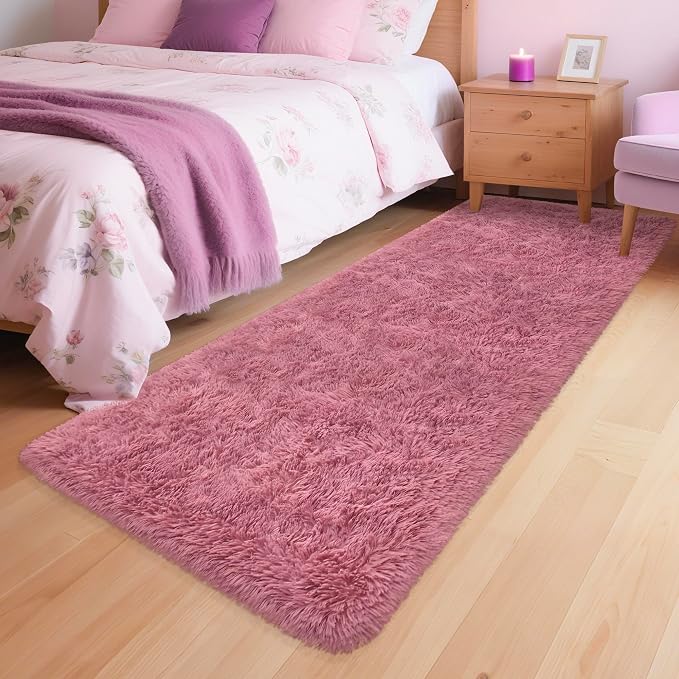 Soft Runner Rug for Bedroom Living Room, 2x6 ft Fluffy Blush Pink Rug for - Image 2