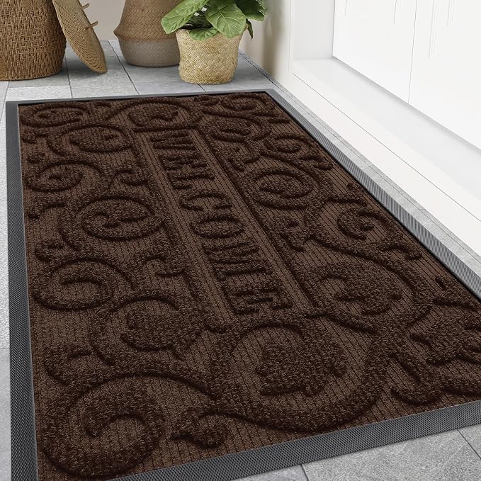 Smiry Welcome Door Mat Outside Entrance, Heavy Duty Trap Dirt and Moisture Easy by Smiry