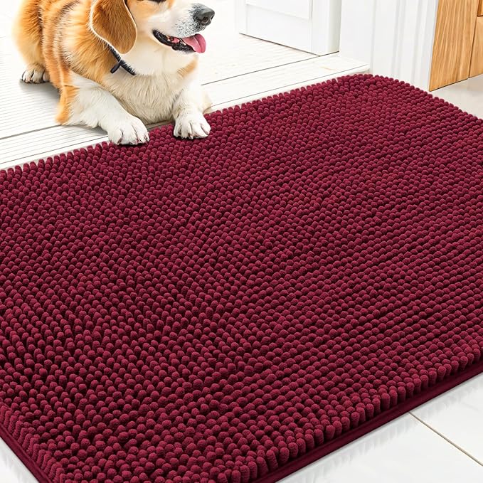 Smiry Dog Door Mat for Muddy Paws 30x20, Absorbent Dirt Trapper, Non-Slip by Smiry