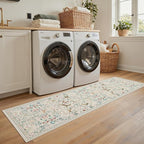 Runner Rug Washable Runners Kitchen Rugs Non Slip Neutral Floral Carpet Low Pile - Image 8