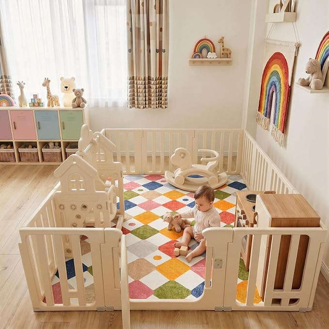 jinchan Macy 5x7 Area Rug for Kids Room Modern Colorful Nursery Rug Checkered - Image 3