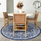 KILOCOCO Area Rug 5ft Round Living Room Rug Washable Printed Vintage Floral - Image 3