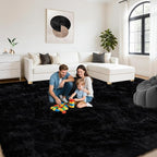 8x10 Area Rugs for Living Room: Soft Black Fluffy Rug Shag Washable Rug Plush - Image 3