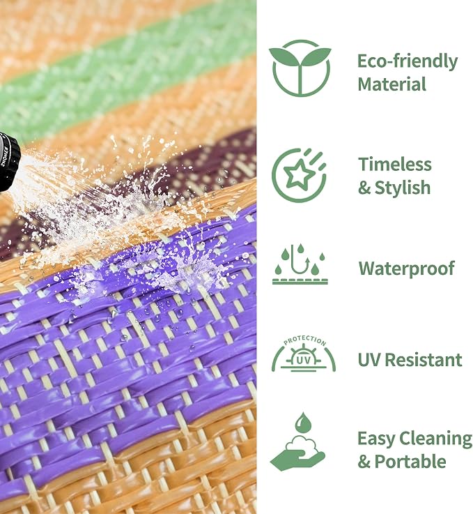 GENIMO Outdoor Rug for Patio Clearance, Lightweight Waterproof RV Camping Mat - Image 6