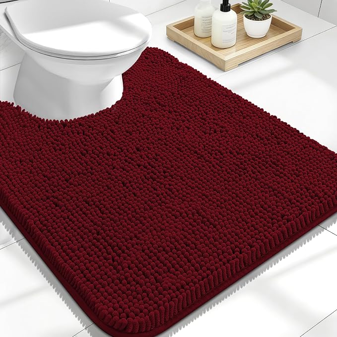 OLANLY Toilet Rugs U-Shaped 24x20, Extra Soft Absorbent Chenille Contour by OLANLY