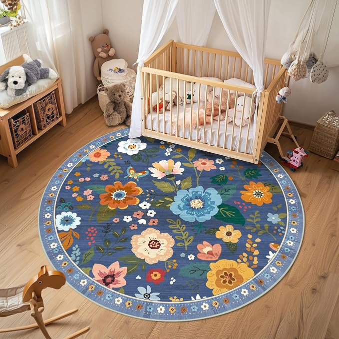 RELEANY Floral 4ft Area Rugs Washable Print Boho Cute Carpet Non Slip Flower - Image 7