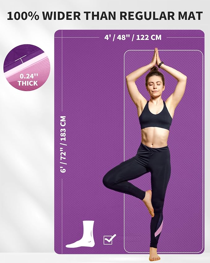 CAMBIVO Yoga Mat 72" x 48" Large Workout Mat - Image 2