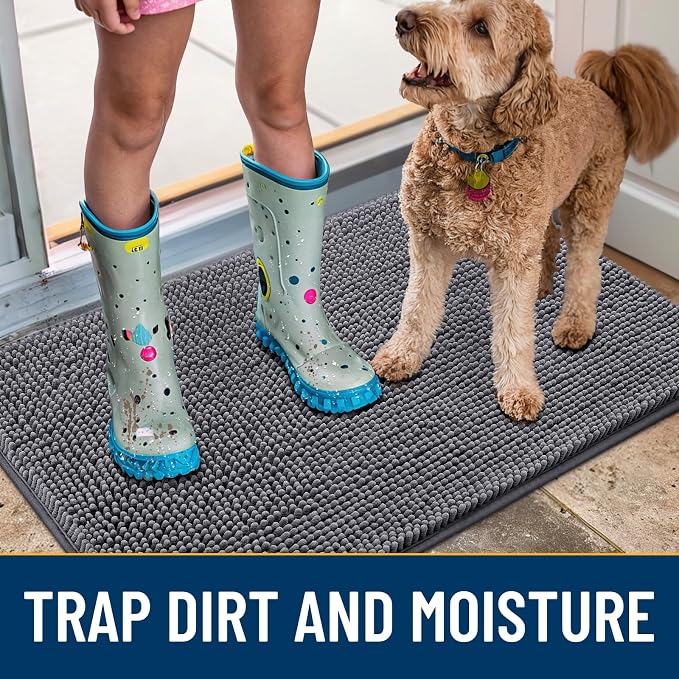 Smiry Dog Door Mat for Muddy Paws 70x35, Absorbent Dirt Trapper, Non-Slip - Image 3