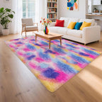 Rainbow Area Rugs 5x8 ft, Tie-Dyed Unicorn Fluffy Fuzzy Shaggy Carpet Soft - Image 2
